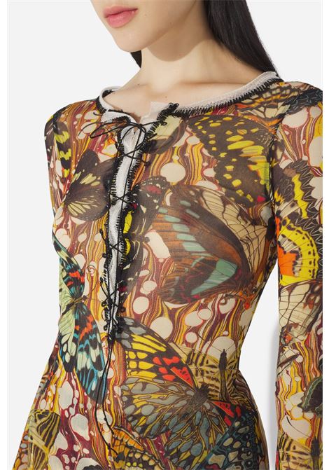 mesh top ls donna giallo e multicolor JEAN PAUL GAULTIER | 26/01-W-TO448-M020P1090